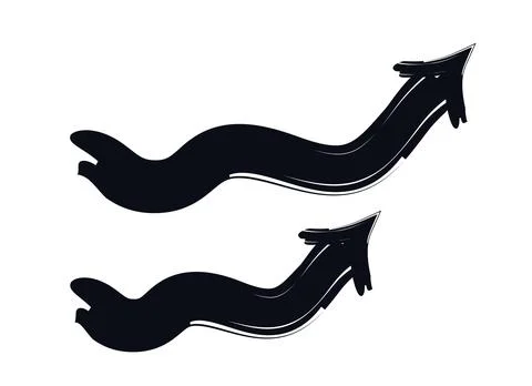 Wavy arrows pointing up bold thick stroke graphic element set Stock Illustration