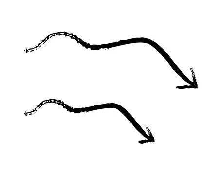 Wavy arrows pointing down grunge doodle design element set Illustrazione stock