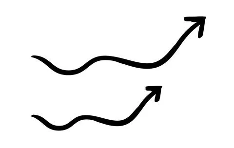 Wavy arrows pointing up hand-drawn sketch graphic element set Stock Illustration
