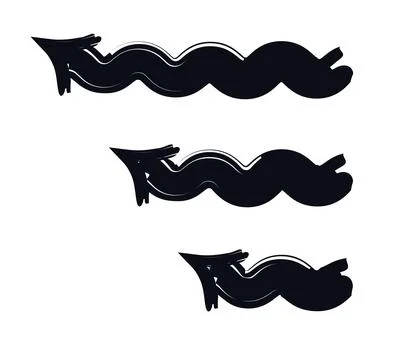 Wavy arrows pointing left bold thick stroke graphic element set Illustrazione stock