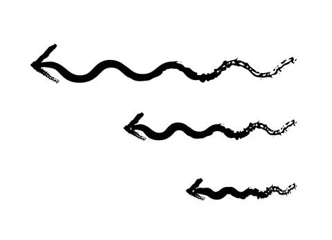 Wavy arrows pointing left grunge doodle design element set 스톡 일러스트