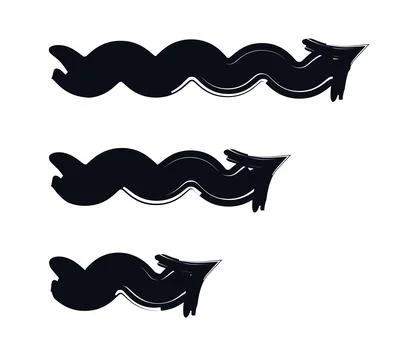 Wavy arrows pointing right bold thick stroke graphic element set 스톡 일러스트