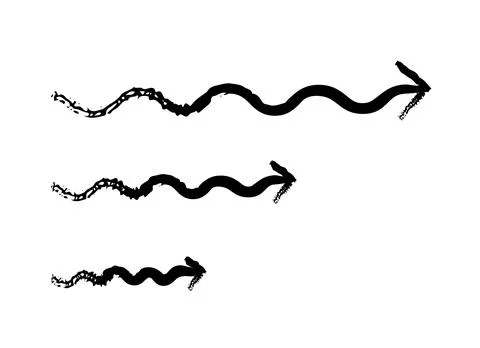 Wavy arrows pointing right grunge doodle design element set 스톡 일러스트