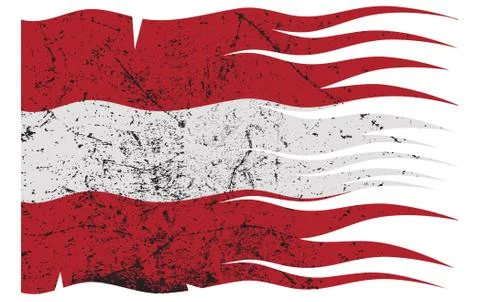Wavy Austrian Flag Grunged Stock Illustration