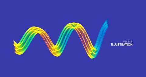 Wavy background with motion effect. 3d technology style. Vector illustration. Illustrazione stock
