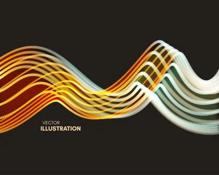 Wavy background with motion effect. 3d technology style. Vector illustration. Illustrazione stock