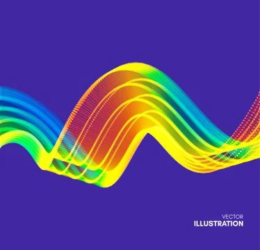 Wavy background with motion effect. 3d technology style. Vector illustration. Stock Illustration