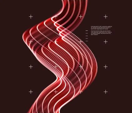 Wavy background with motion effect. 3d technology style. Vector illustration. Stock Illustration