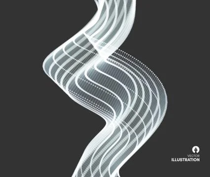 Wavy background with motion effect. 3d technology style. Vector illustration. Stock Illustration