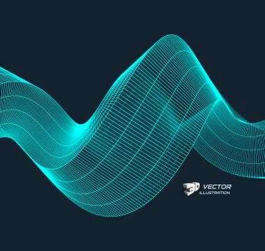 Wavy background with motion effect. 3d technology style. Vector illustration. Illustrazione stock