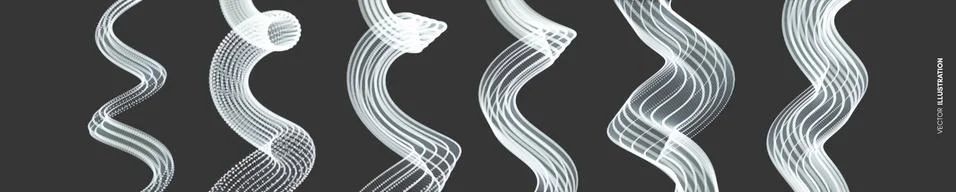 Wavy background with motion effect. 3d technology style. Vector illustration. Illustrazione stock