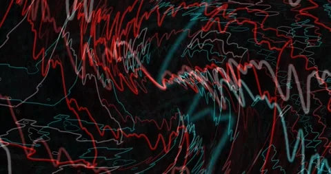 Wavy beams of light constantly change their color Stock Footage 247393367