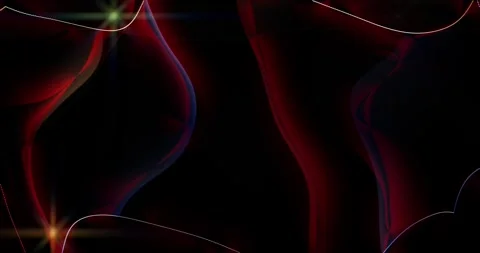 Wavy beams of light in red and blue shades and twinkling stars Stock Footage 285498626