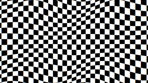 Wavy Black And White Distorted Checkerboard Flowing Optical Illusion Stock Footage 255811496