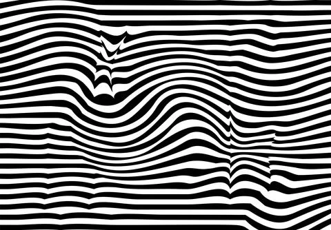 Wavy black and white horizontal lines pattern with optical illusion effect Illustrazione stock