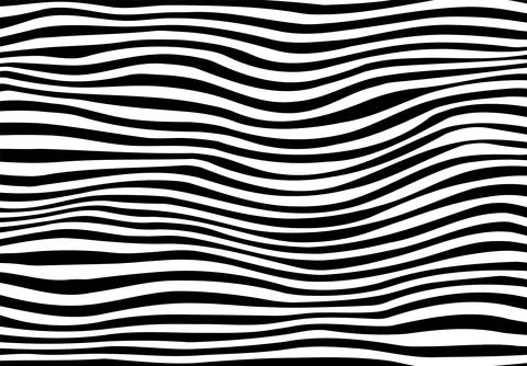 Wavy black and white horizontal lines pattern with optical illusion effect Illustrazione stock
