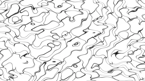 Wavy black stripes on white background, topographic pattern Stock Footage 136988520