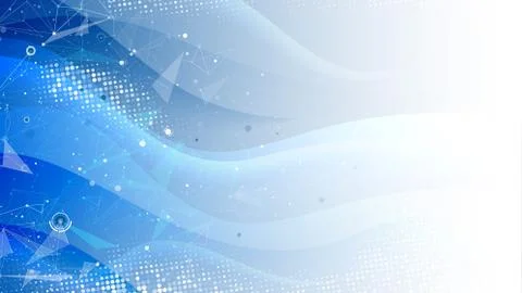 Wavy blue soft background with tech elements Stock Illustration