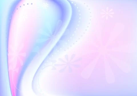 Wavy bluish pink gradient mesh background with transparent flower. Stock Illustration