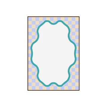 Wavy border card design with checkered background Stock Illustration