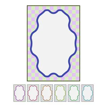 Wavy border card design with checkered background Stock Illustration