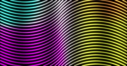 Wavy Bright neon abstract gradient lines tech futuristic motion background Stock Footage 258624568