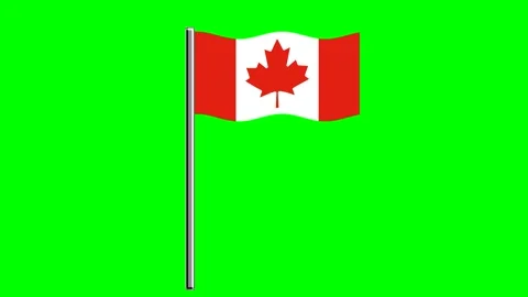 Wavy Canada flag with pole green screen ... | Stock Video | Pond5