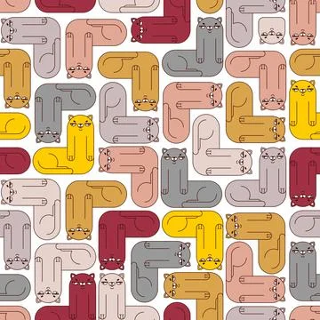 Wavy Cat pattern seamless. Crooked Pet background. Baby fabric background Illustrazione stock