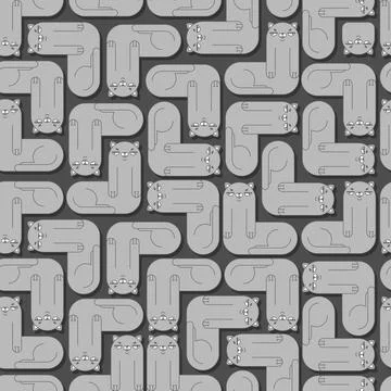 Wavy Cat pattern seamless. Crooked Pet background. Baby fabric background Stock Illustration