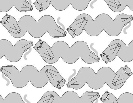 Wavy Cat pattern seamless. Crooked Pet background. Baby fabric background Stock Illustration