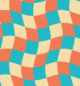 Wavy checkerboard pattern featuring vintage retro colors for creative graph.. Stock Illustration