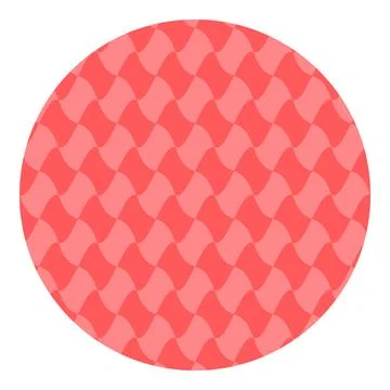 Wavy checkerboard pattern round coral red sticker vector design Stock Illustration