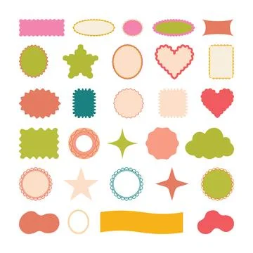 Wavy circular set, Assorted Decorative Frames Elements, Scalloped illustration Illustrazione stock