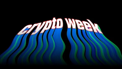 Wavy colored text Crypto week on black background. Stock Footage 313676522
