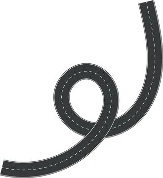 Wavy Curve road. Top view of racetrack. Winding road from top view for game UI イラスト素材