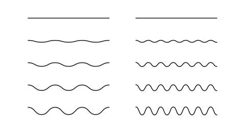 Wavy, curvy black lines. Flat undulate borders, transverse horizontal lines Illustrazione stock
