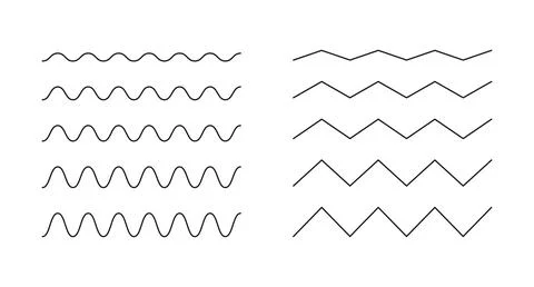 Wavy, curvy lines pattern. Minimal undulate borders, transverse lines. Stock Illustration