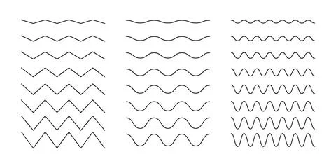 Wavy, curvy lines pattern. Minimal black undulate borders, transverse lines. イラスト素材