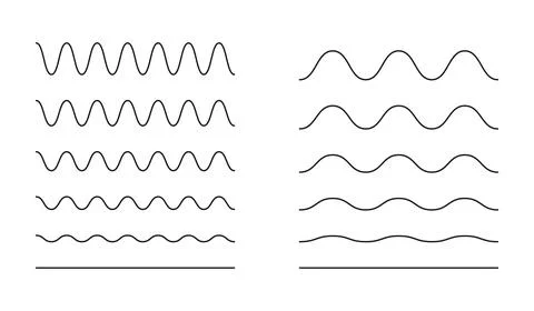 Wavy, curvy lines. Simple undulate borders, transverse horizontal lines. Stock Illustration
