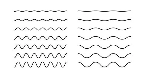 Wavy, curvy, zigzag lines. Transverse horizontal lines. Simple undulate borders イラスト素材
