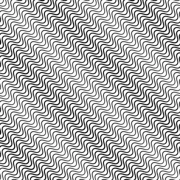 Wavy diagonal parallel lines. seamless, repeatable monochrome pattern Stock Illustration