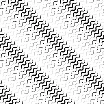 Wavy diagonal parallel lines. seamless, repeatable monochrome pattern Stock Illustration
