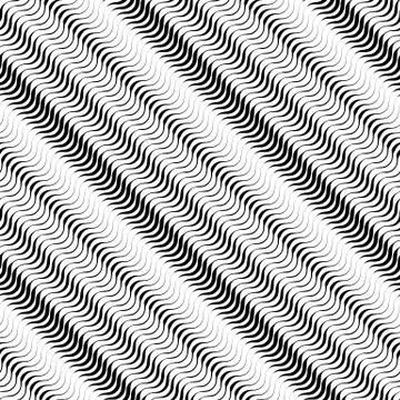 Wavy diagonal parallel lines. seamless, repeatable monochrome pattern 스톡 일러스트
