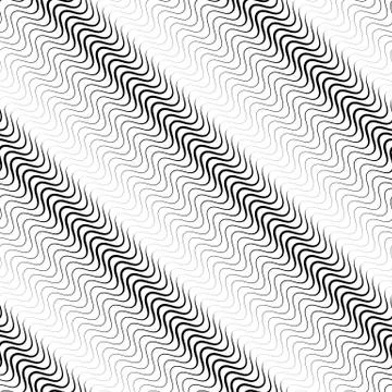 Wavy diagonal parallel lines. seamless, repeatable monochrome pattern Stock Illustration