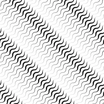 Wavy diagonal parallel lines. seamless, repeatable monochrome pattern Stock Illustration