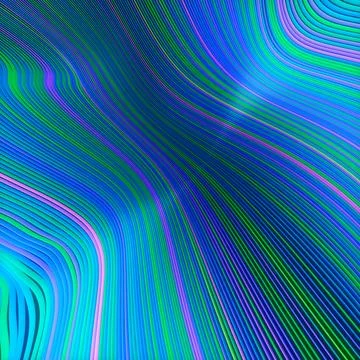 Wavy digital illustration of striped pattern floating lines. 3d rendering Stock Illustration
