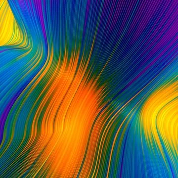 Wavy digital illustration of striped pattern floating lines. 3d rendering イラスト素材