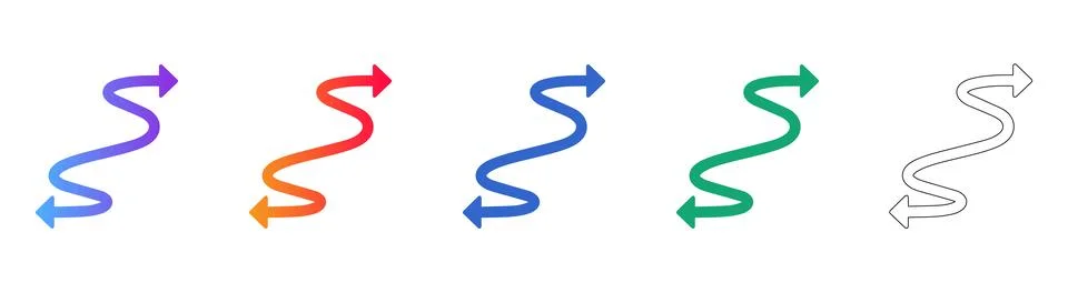 Wavy Directional Arrow and Navigation Icon Set Illustrazione stock