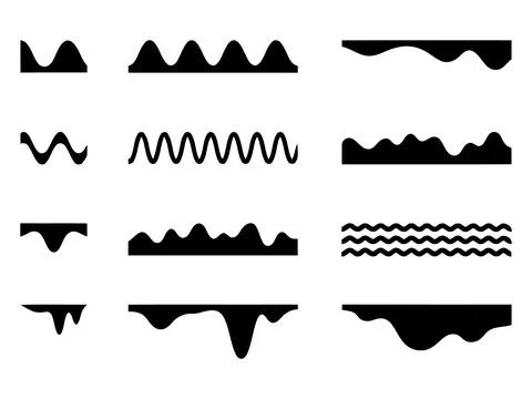 Wavy divider and abstract edge silhouette vector illustration pack 스톡 일러스트