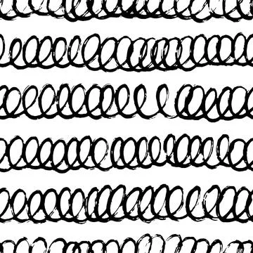 Wavy doodle brush strokes vector seamless pattern. Stock Illustration